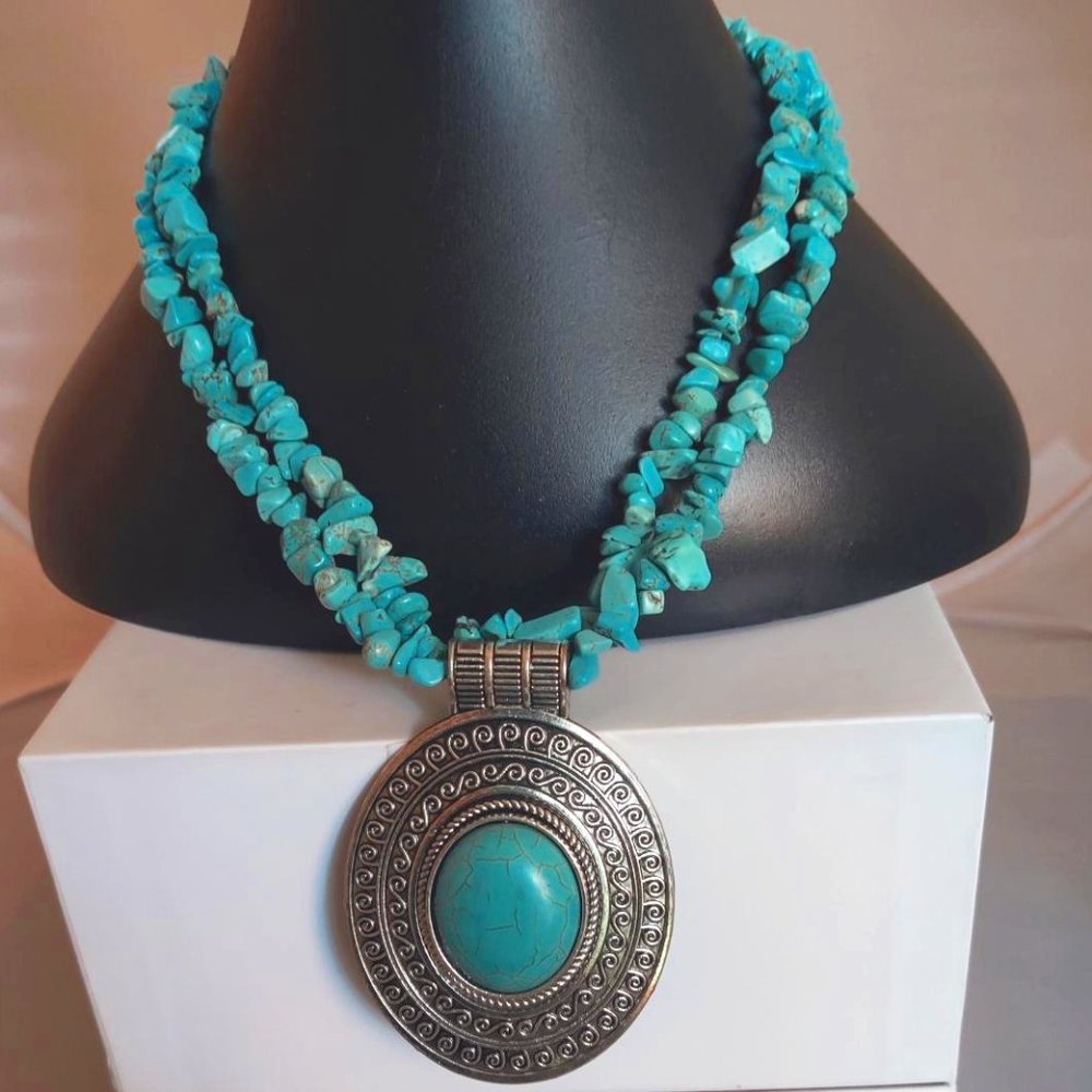 Timeless Turquoise & Sterling silver Pendant Necklace